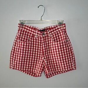 GAP Red and White High Waist Gingham Shorts